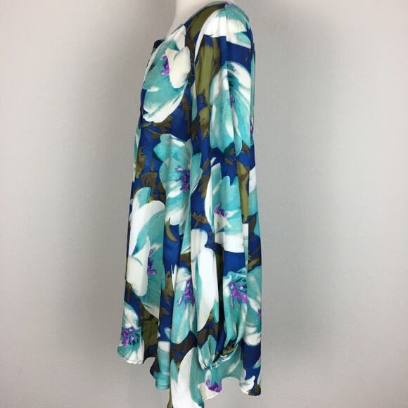 Show Me Your Mumu Green  Blue Floral Jamie Tunic/ Mini Dress Small - Picture 4 of 10